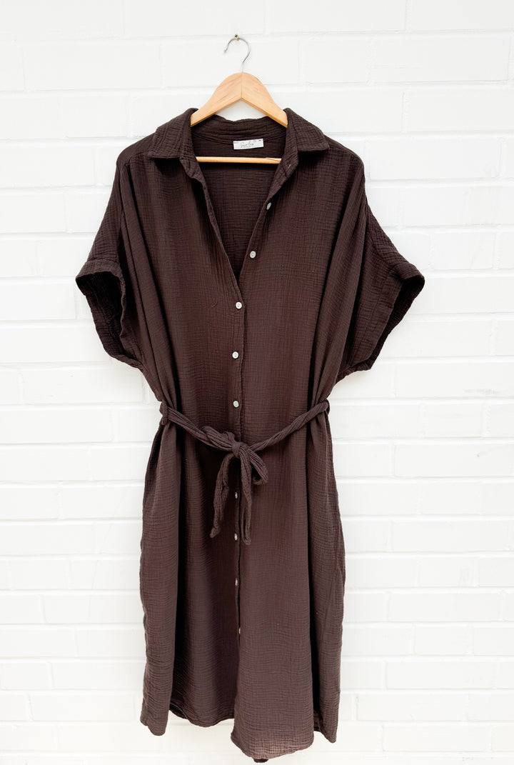 LANGES MUSSELIN BLUSENKLEID CORINNA - versch. Farben