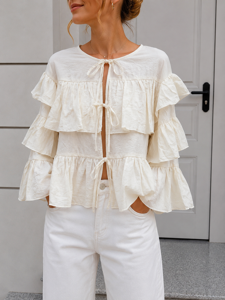 UNI VOLANT BLUSE - versch. Farben