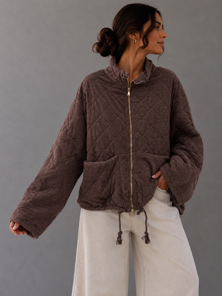 GESTEPPTE CORD JACKE mit goldenen Details - versch. Farben