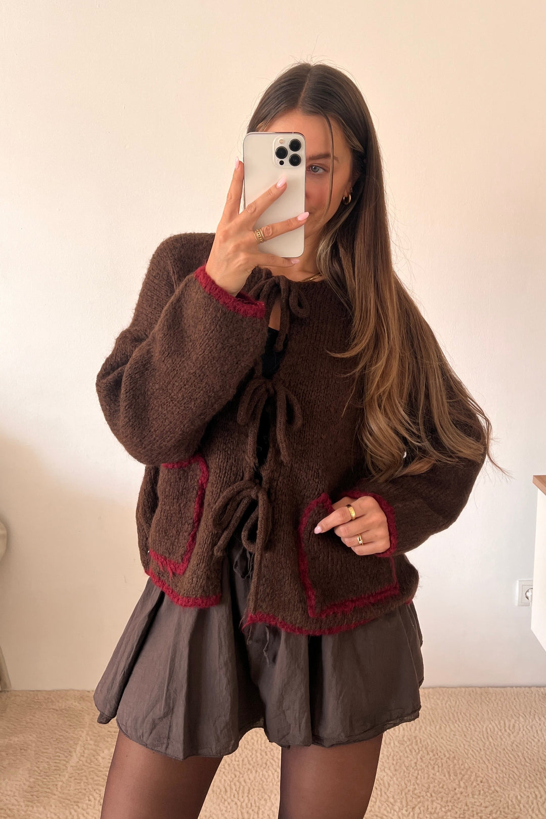 STRICKJACKE MULTICOLOR mit Schleifen - versch. Farben