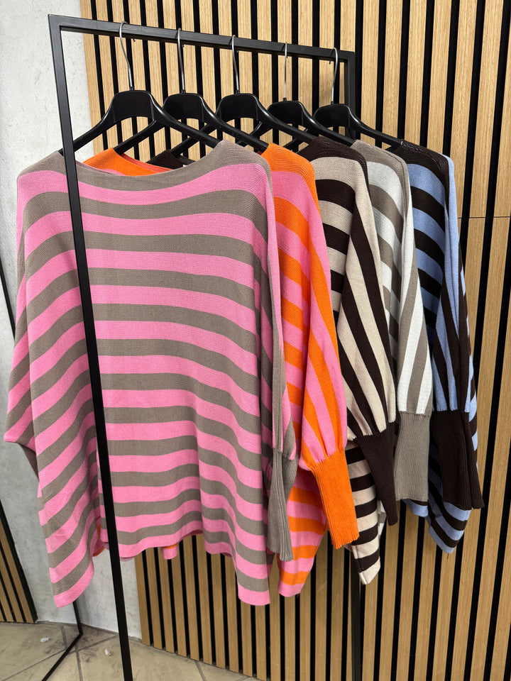 STREIFEN OVERSIZE BASIC STRICKPULLOVER - versch. Farben