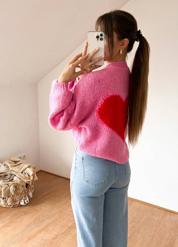 STRICKPULLOVER BIG HEART - pink