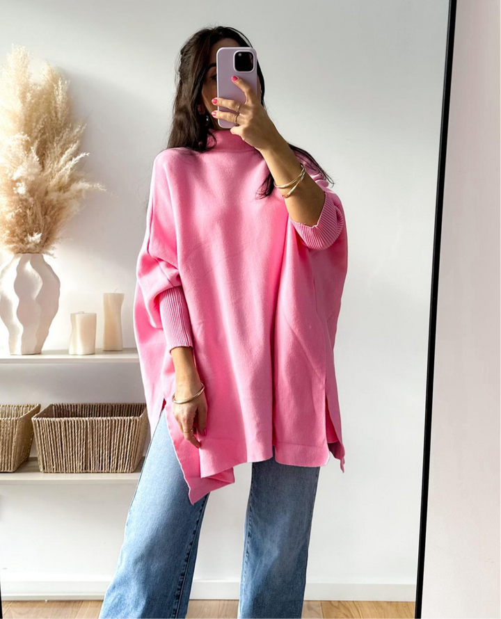 LANGEE OVERSIZE STRICKPULLOVER mit Schlitz - Versch. Farben