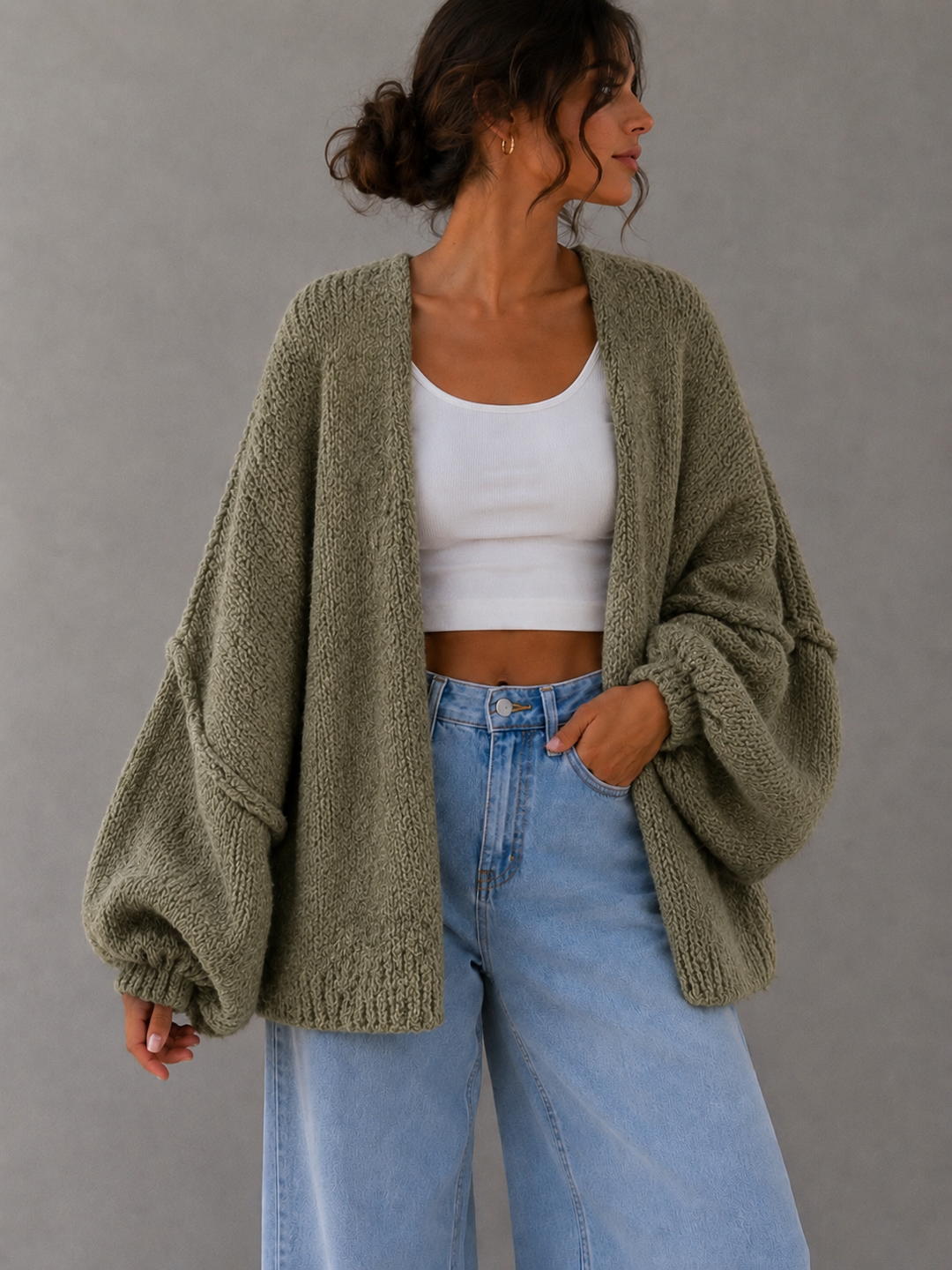 OVERSIZE STRICKJACKE MELLO- versch. Farben