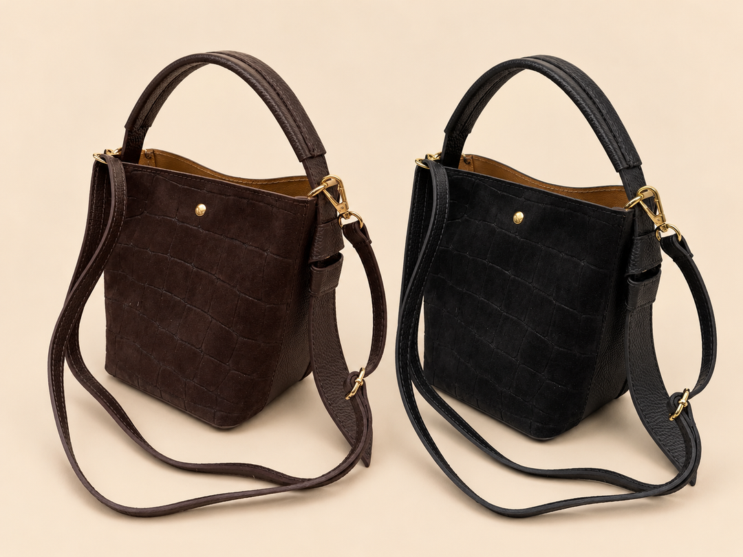 WILDLEDER KROKO BUCKET BAG - versch. Farben