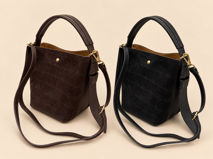 WILDLEDER KROKO BUCKET BAG - versch. Farben