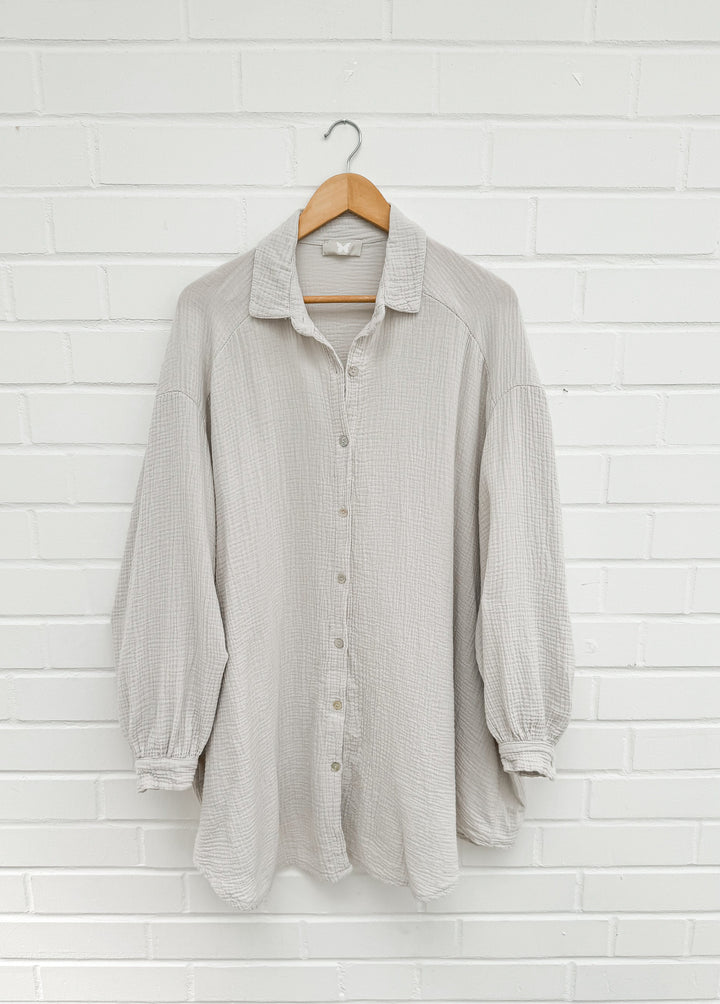LANGE OVERSIZE MUSSELIN BLUSE - versch. Farben