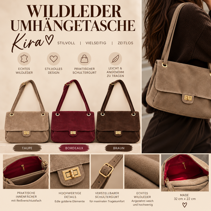 WILDLEDER UMHÄNGETASCHE KIRA - versch. Farben