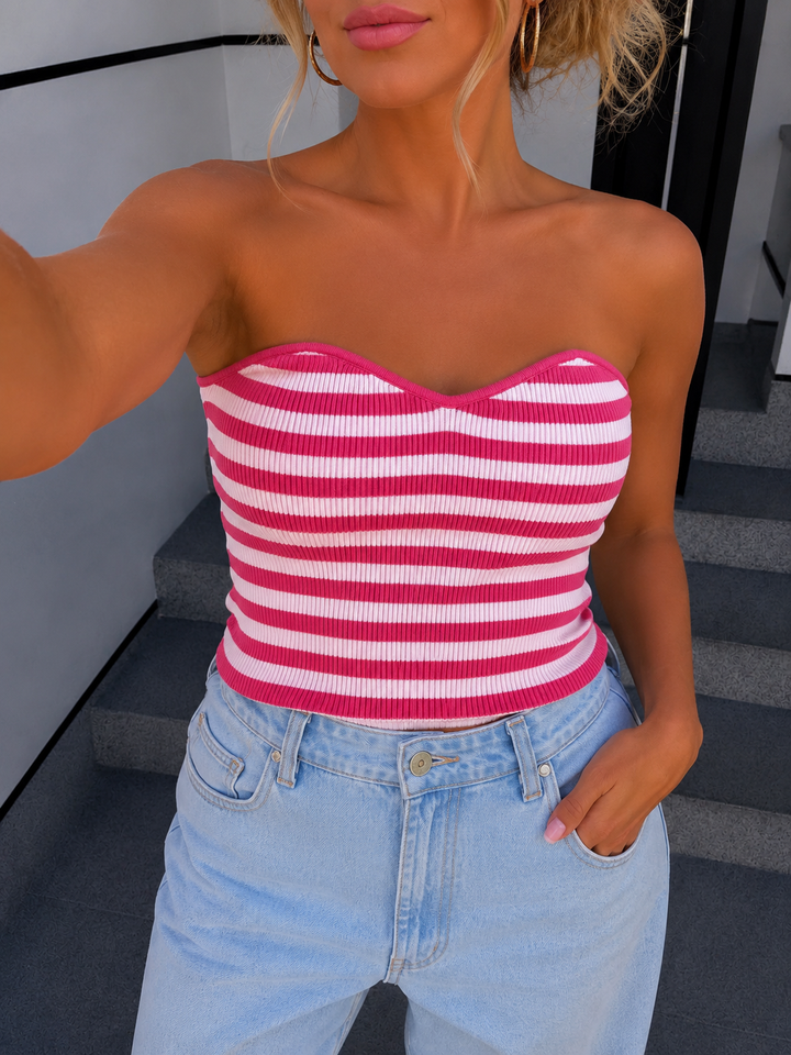 OFF SHOULDER STRIPE TOP - Versch. Farben