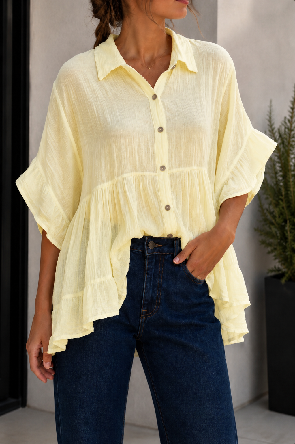 DÜNNE LOCKERE BLUSE MELANIE - versch. Farben