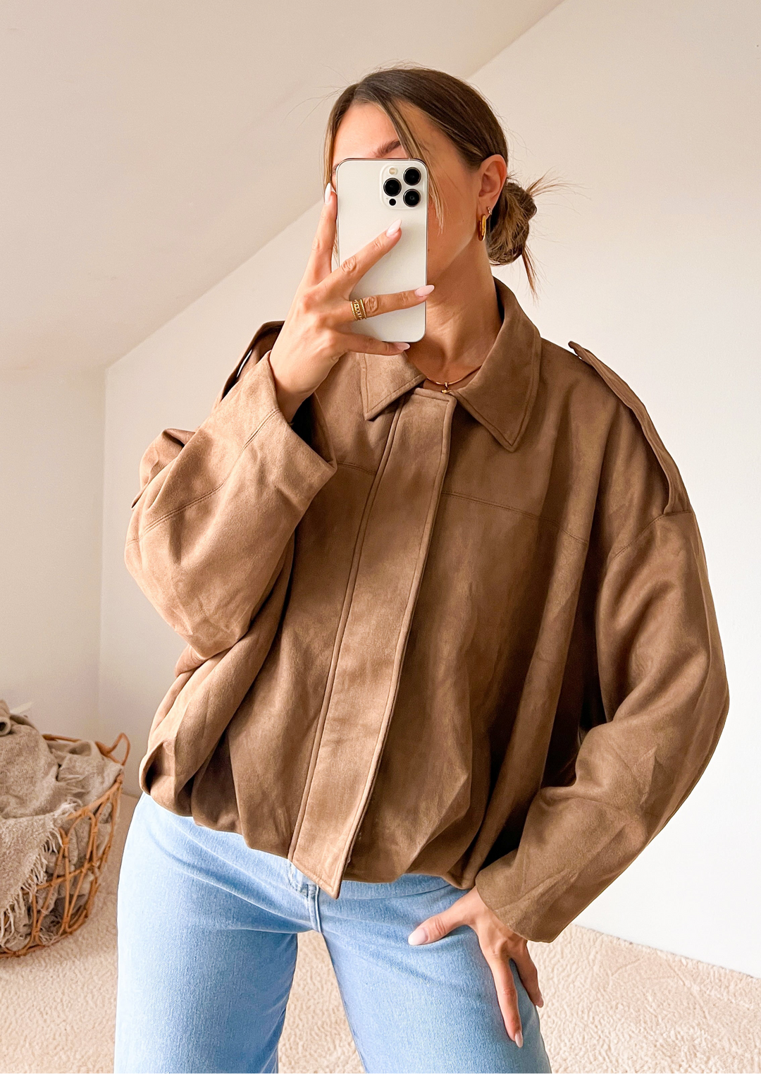 WILDLEDEROPTIK BALLON JACKE - helles Braun