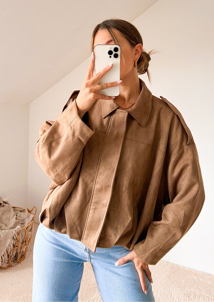 WILDLEDEROPTIK BALLON JACKE - helles Braun