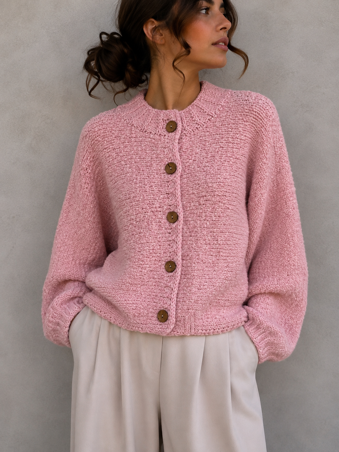BOUCLE STRICKJACKE JULE - Versch. Farben