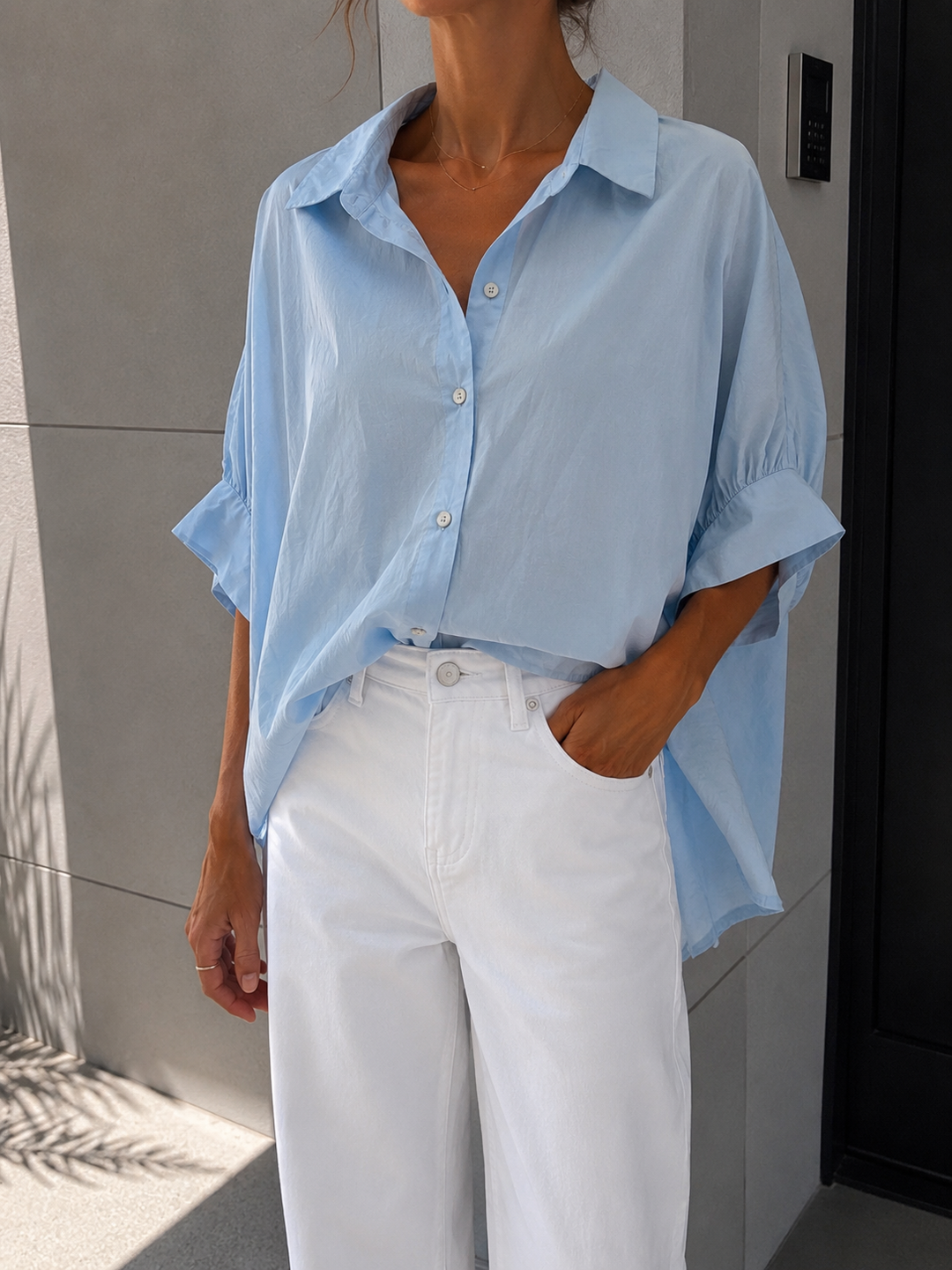 OVERSIZE KURZARM BLUSE CATTA - versch. Farben