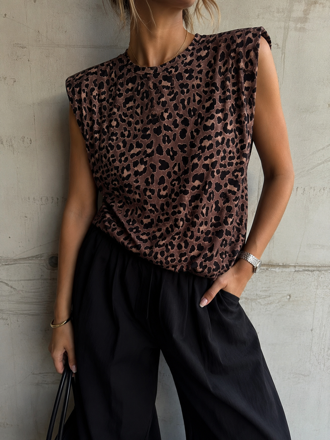 LEO SHERLY TOP - dunkelbraun