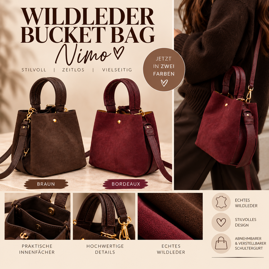 WILDLEDER BUCKET BAG NIMO - versch. Farben
