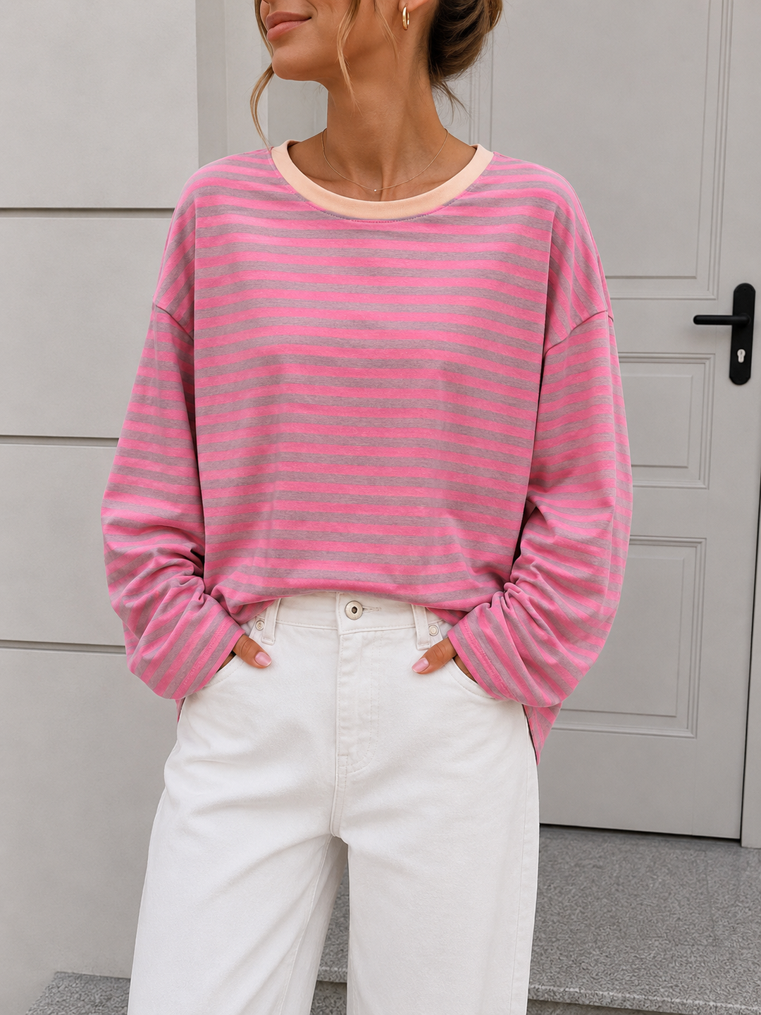 DÜNNES STREIFEN OVERSIZE SHIRT MONA - versch. Farben