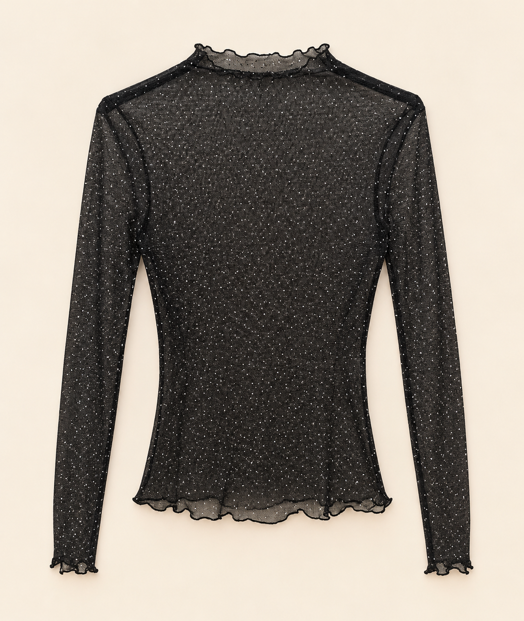 TRANSPARENTES GLITZER LANGARM SHIRT - schwarz