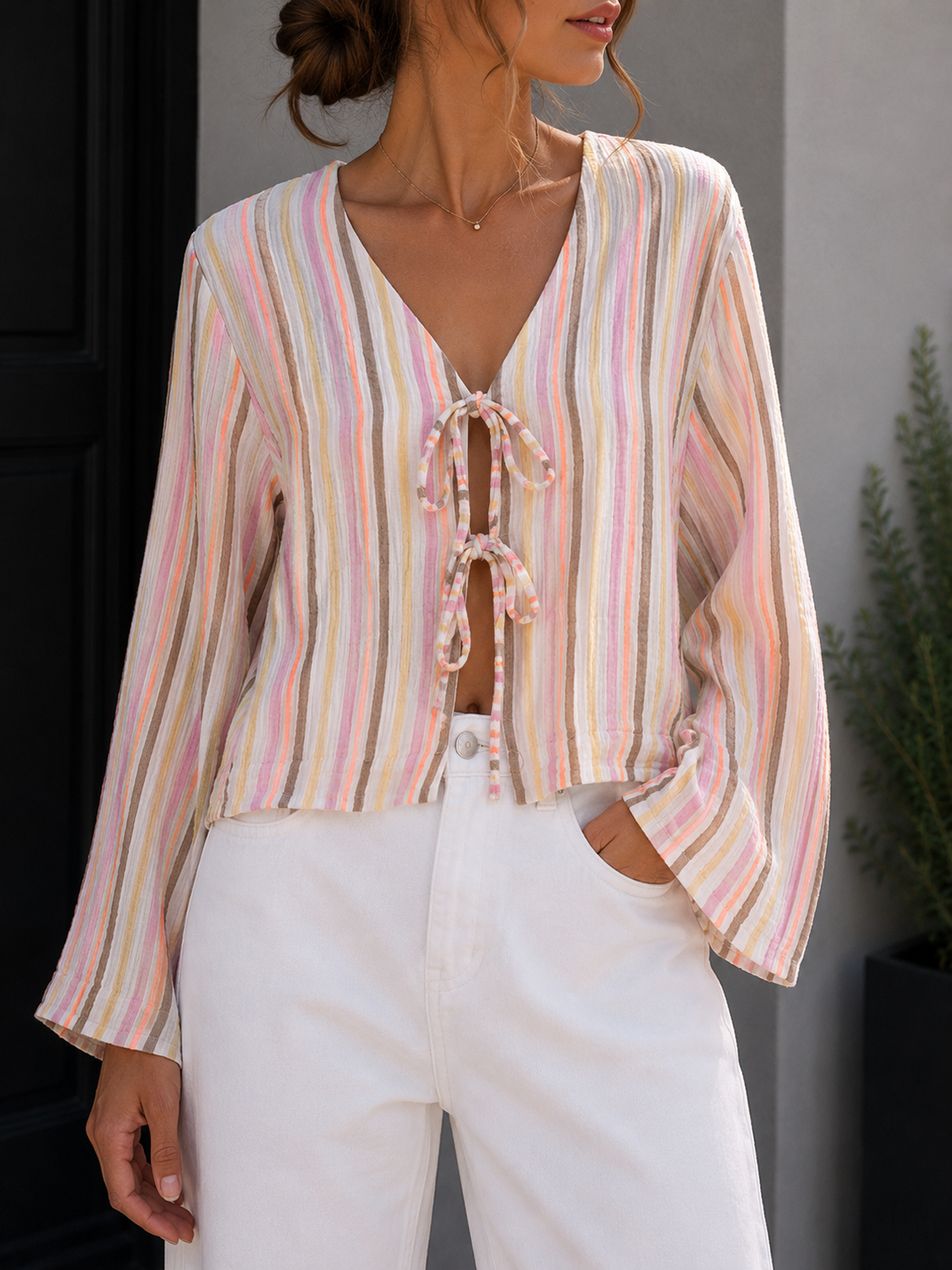 SCHLEIFEN CANDY MUSSELIN BLUSE - versch. Farben