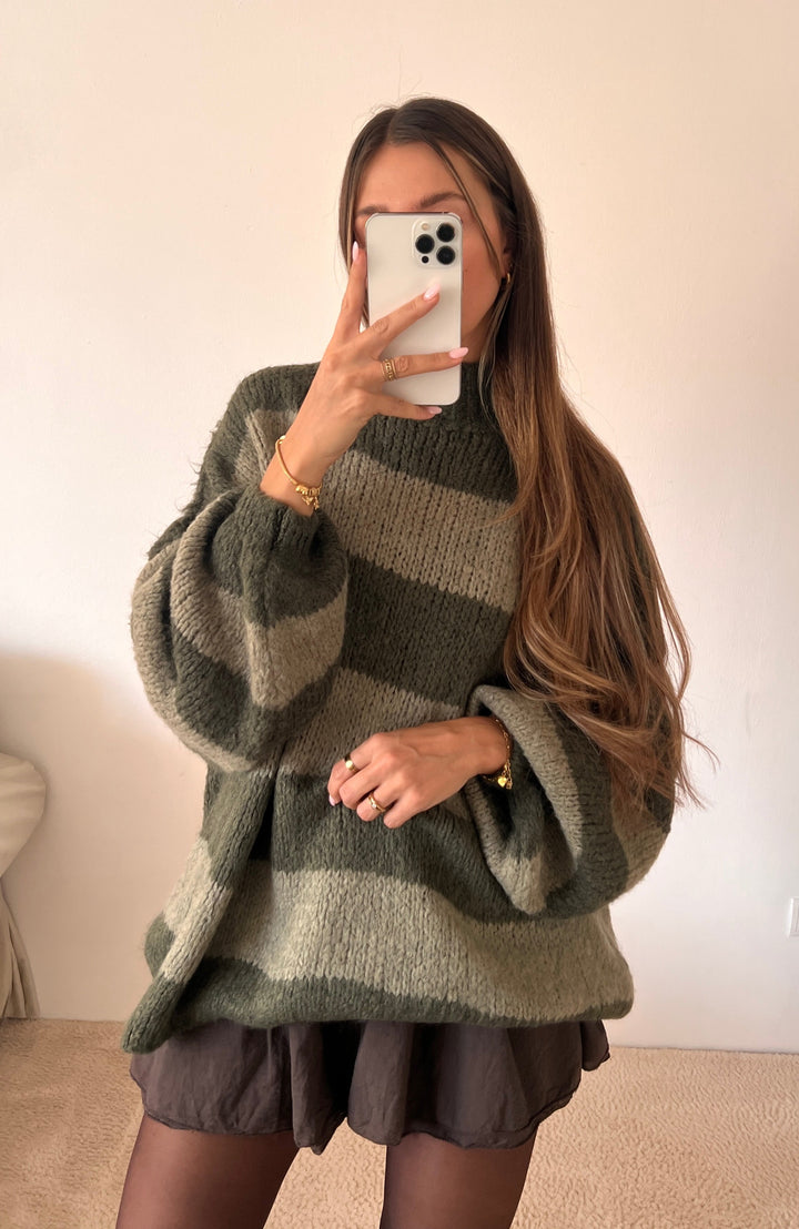 STREIFEN STRICKPULLOVER MAIRA - grün