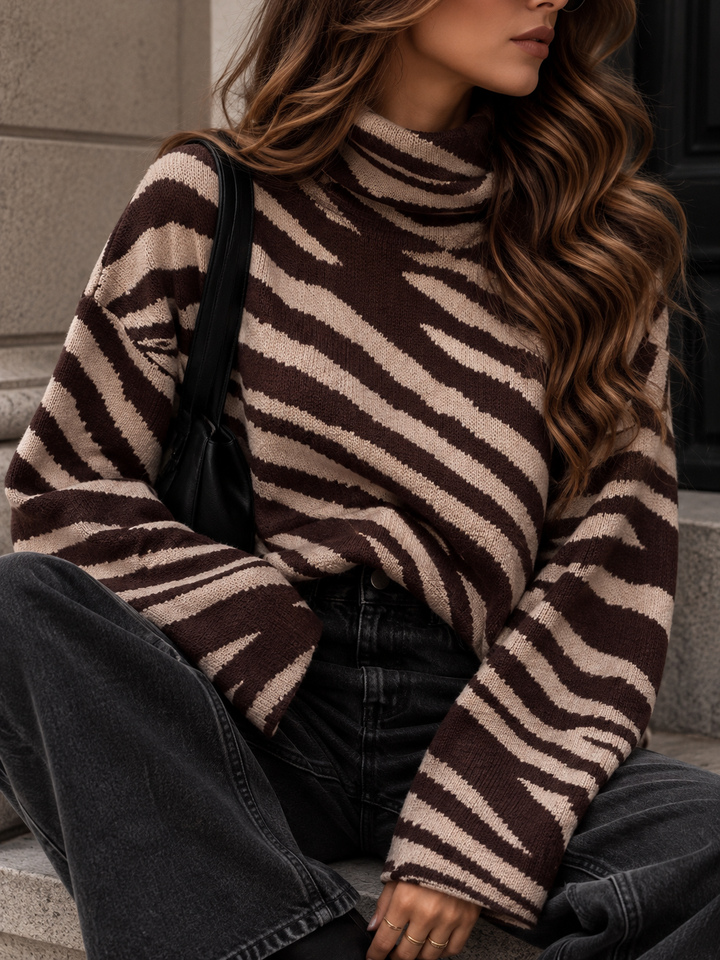 ZEBRA STRICKPULLOVER - Braun
