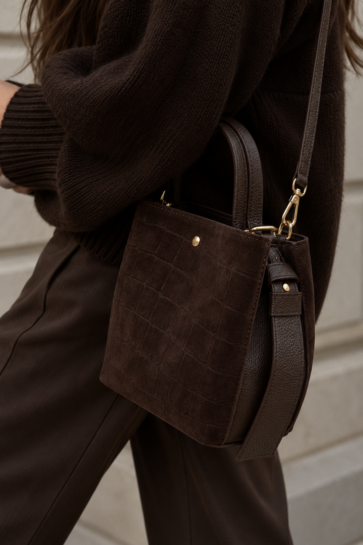 WILDLEDER KROKO BUCKET BAG - versch. Farben