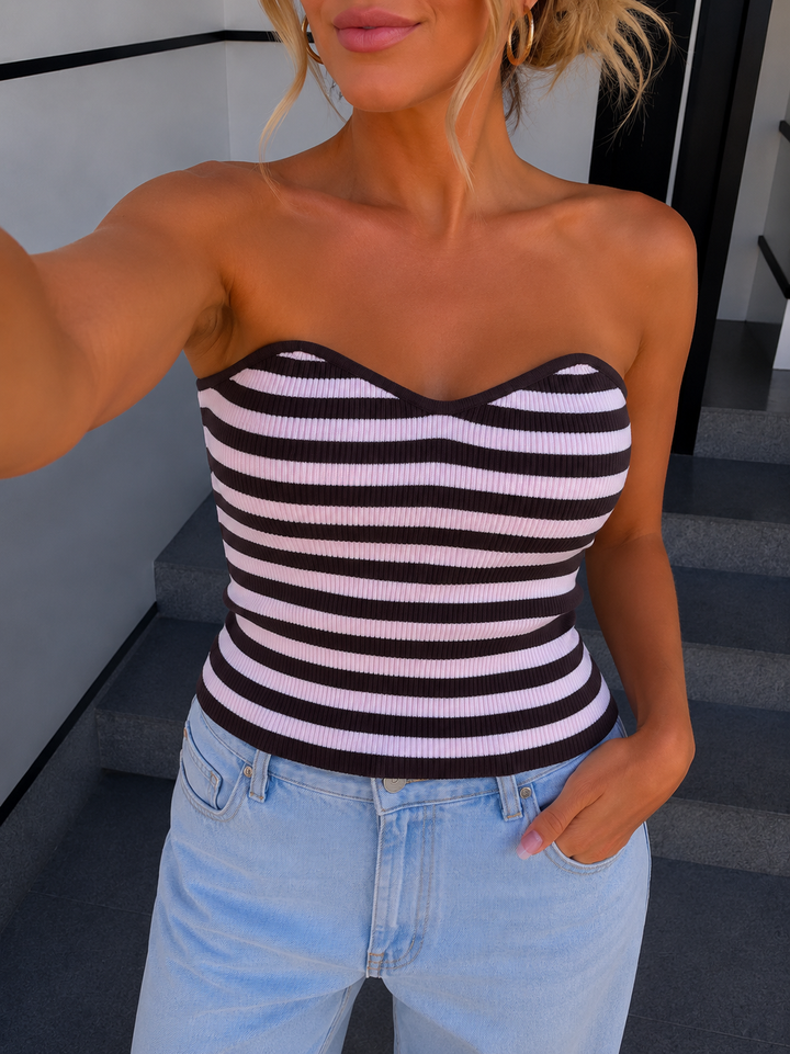 OFF SHOULDER STRIPE TOP - Versch. Farben