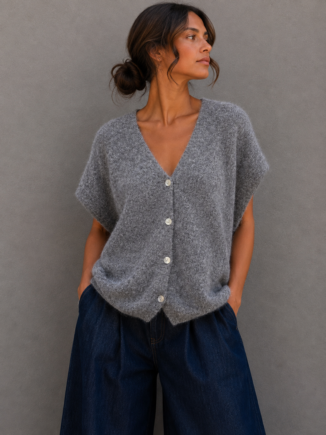 OVERSIZE KURZARM BASIC STRICKJACKE - versch. Farben