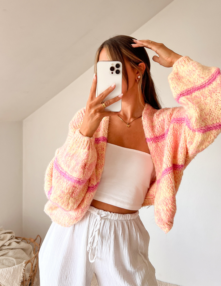 CARDIGAN CLARA - gelb pink