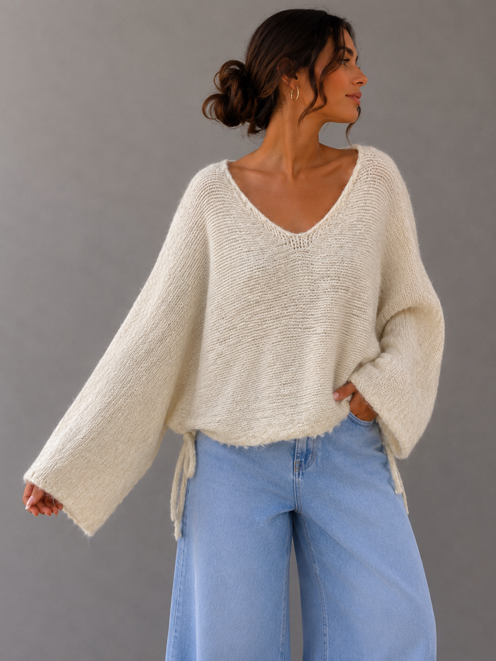 STRICKPULLOVER TINA zum schnüren - versch. Farben