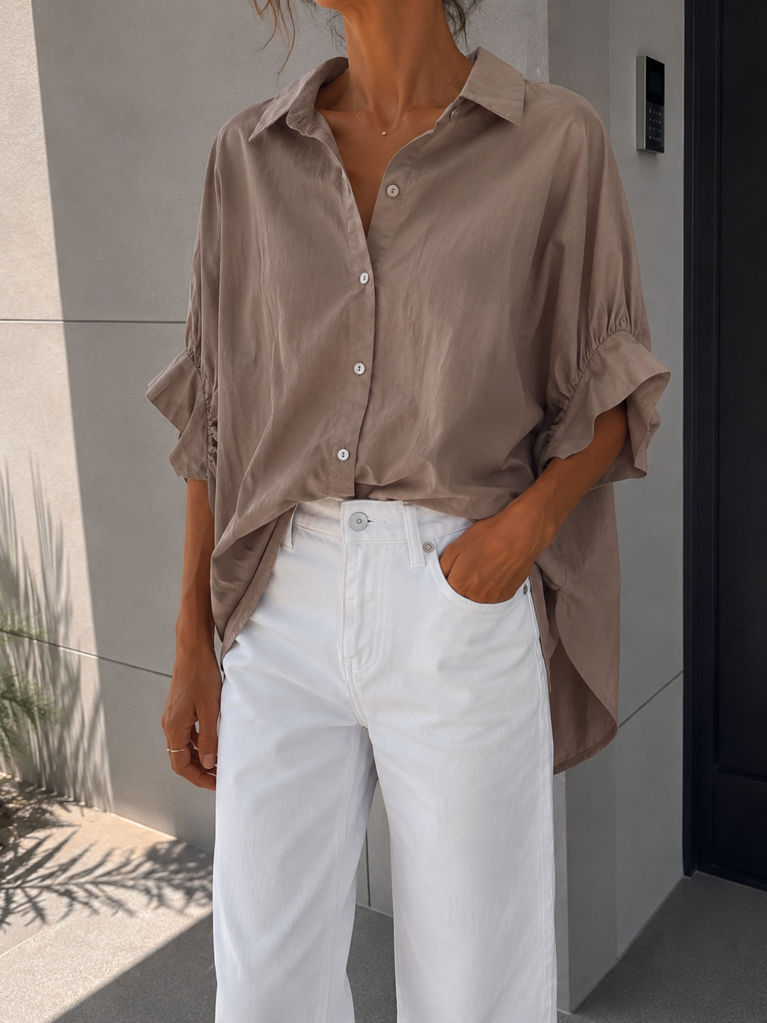 OVERSIZE KURZARM BLUSE CATTA - versch. Farben