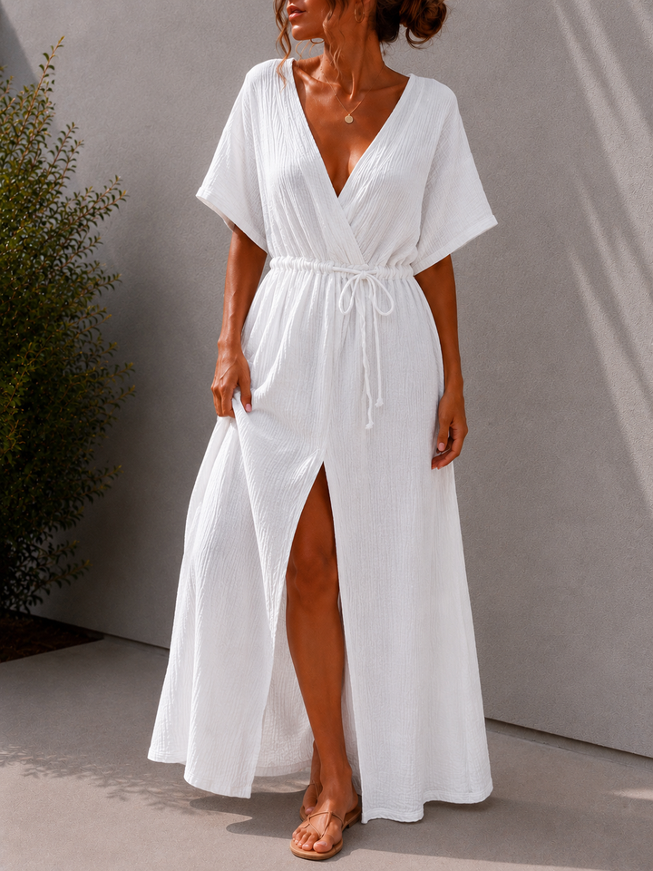 LANGES MUSSELIN KLEID SABINE - versch. Farben