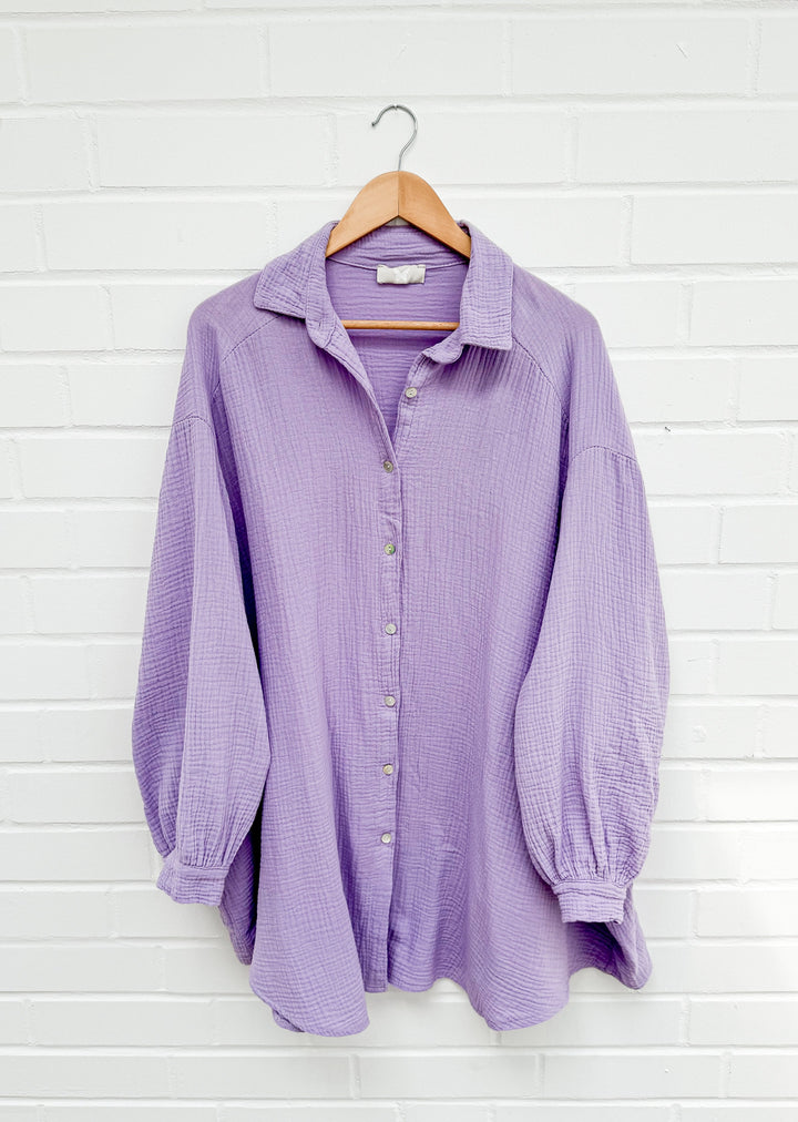 LANGE OVERSIZE MUSSELIN BLUSE - versch. Farben