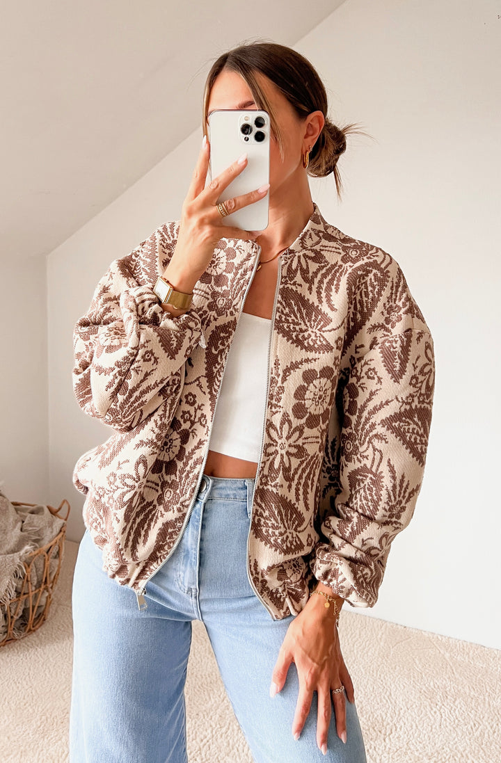 FLOWER BROWN JACKET - Braun