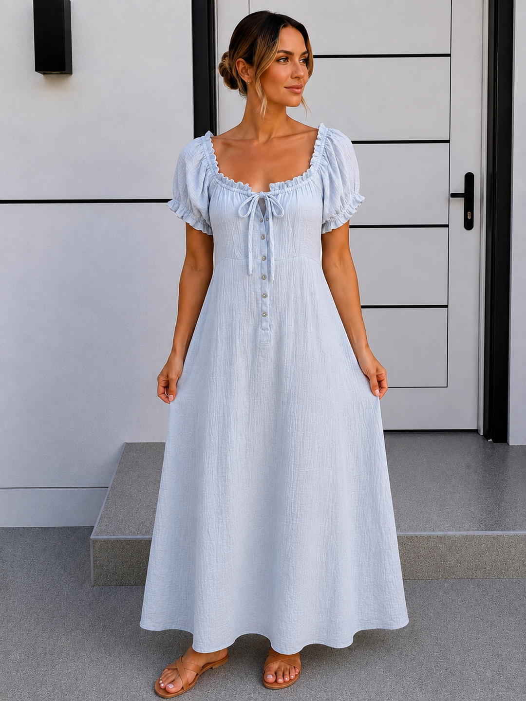 LANGES MUSSELIN SOMMERKLEID TINA - versch. Farben