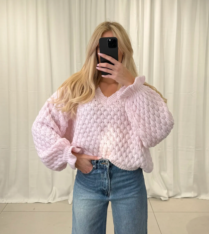 STRICKPULLOVER CHUNKY  mit V - versch. Farben