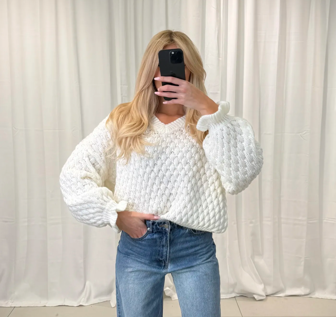 STRICKPULLOVER CHUNKY  mit V - versch. Farben