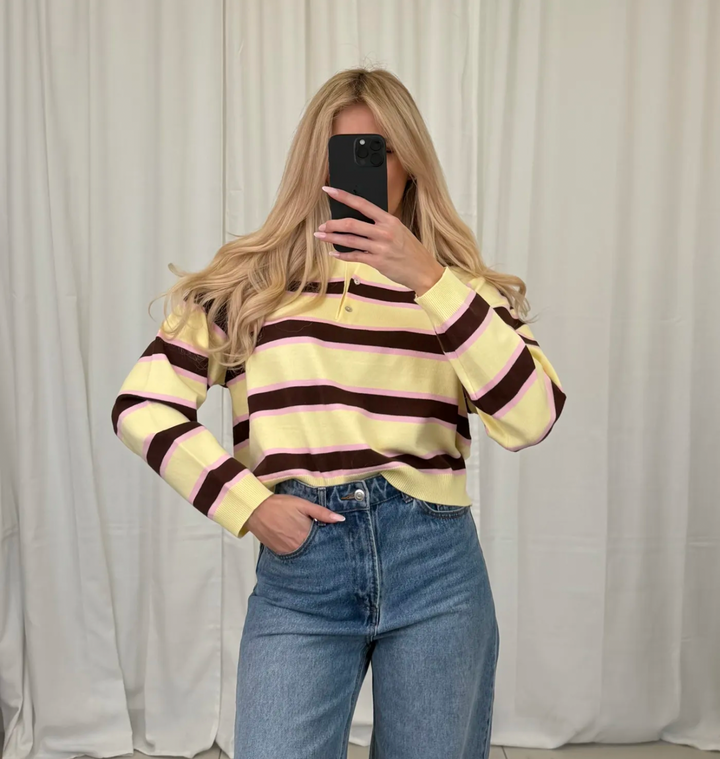 STREIFEN PULLOVER MIT KRAGEN ZAZU - versch. Farben