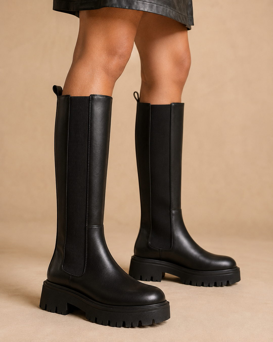 STIEFEL mit Gummi - schwarz