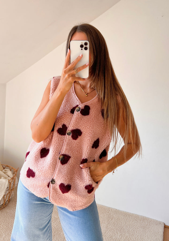 HERZ TEDDY WESTE - rosa