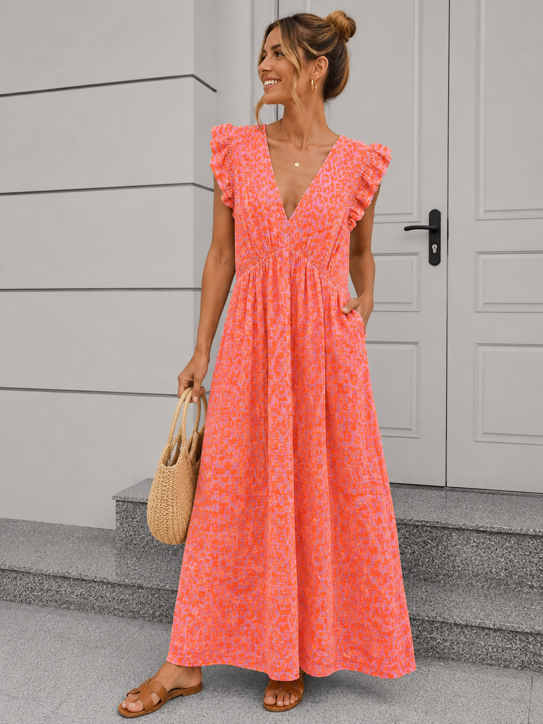 LANGES LEO MUSSELIN KLEID KATE - versch. Farben