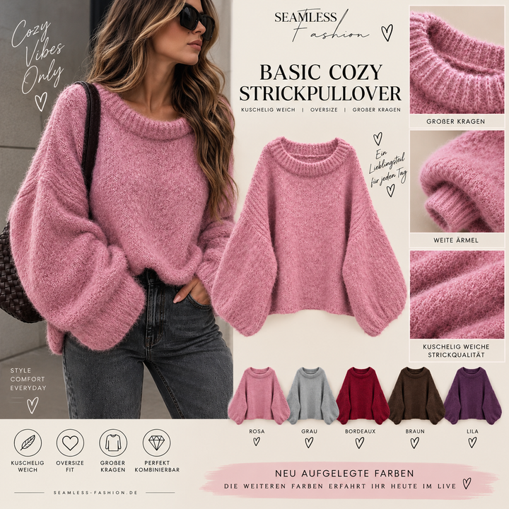 BASIC COZY STRICKPULLOVER - versch. Farben
