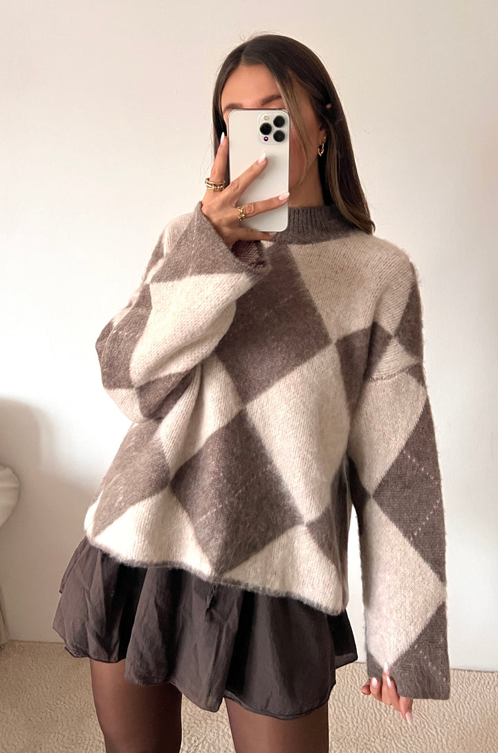 STRICKPULLOVER KARO - versch. Farben