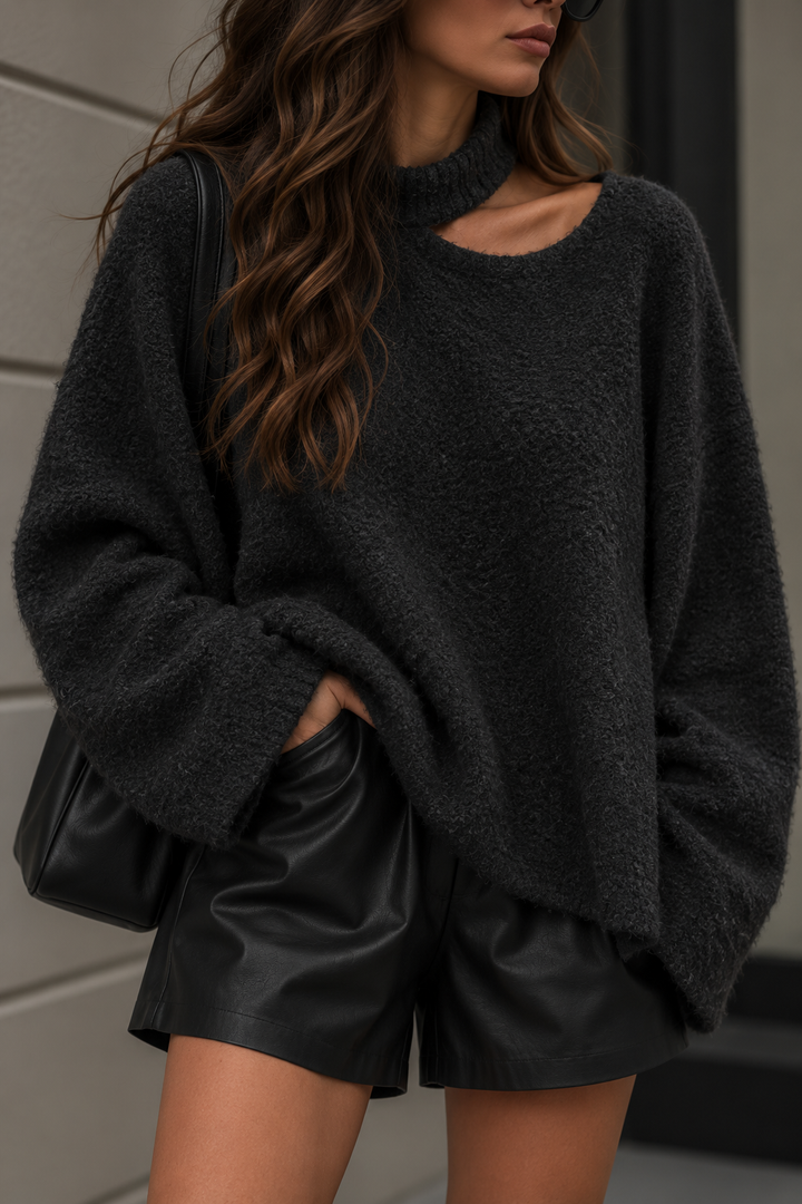 STRICKPULLOVER mit Cut Out - versch. Farben