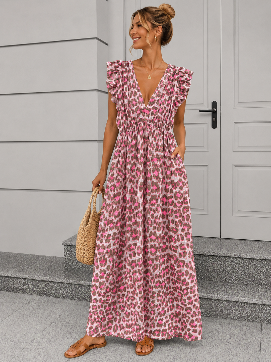 LANGES LEO MUSSELIN KLEID KATE - versch. Farben