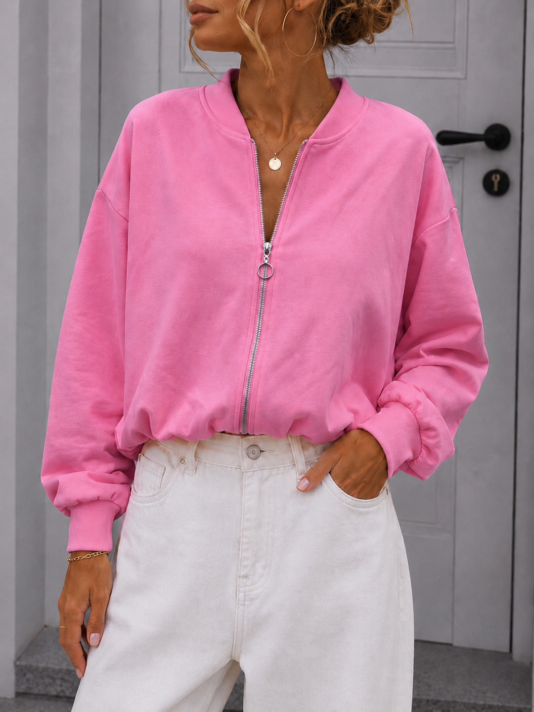SWEATJACKE KELLY mit Raffung - versch. Farben