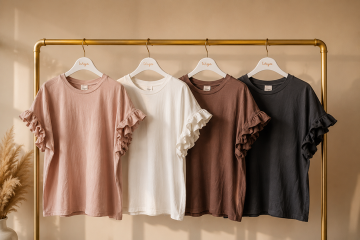 BASIC SHIRT ELLA mit Rüschen - versch. Farben