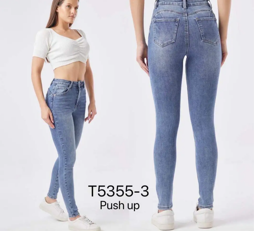 SKINNY PUSH UP JEANS LISA - Mittelblau