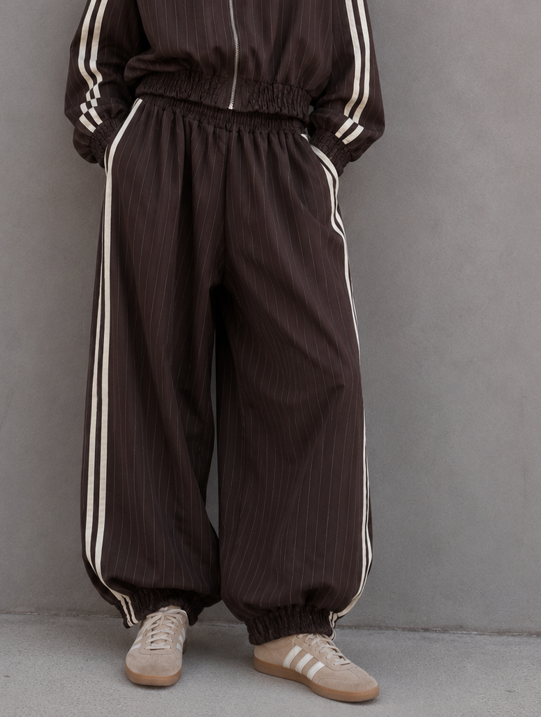 NADELSTREIFEN BALLON PANTS - braun
