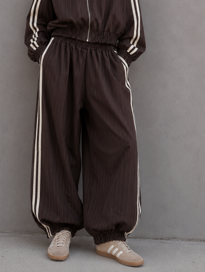 NADELSTREIFEN BALLON PANTS - braun